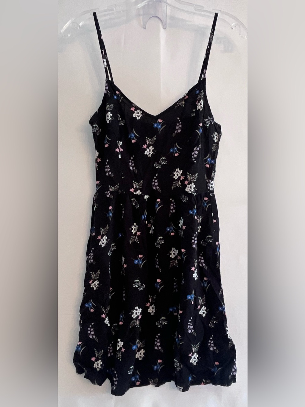 H&M Cottagecore Floral Smocked Mini Dress Black Size 6